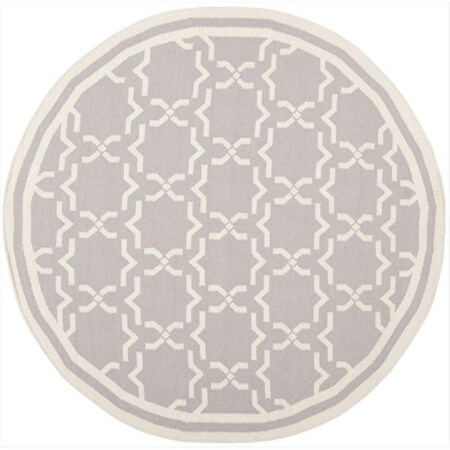 Safavieh 6 ft. x 6 ft. Round Contemporary Dhurries- Grey and Ivory- Flatweave Rug DHU545G-6R